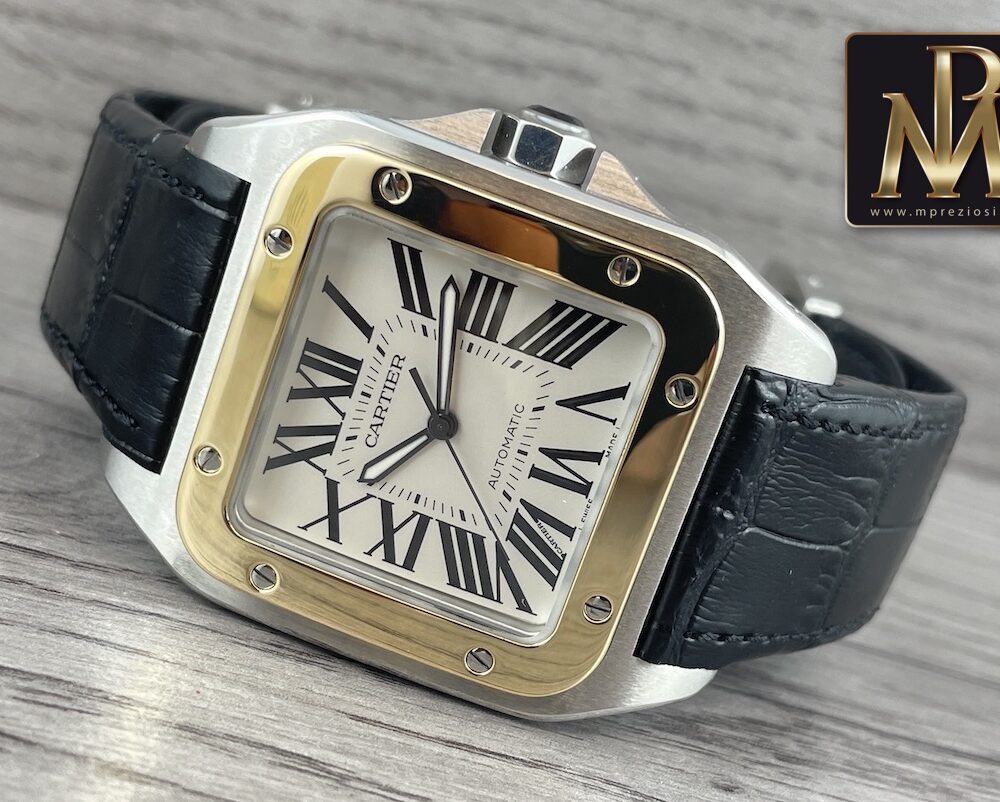 Cartier Santos XL 100 ref 2656 gold steel