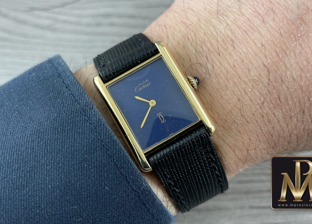 Cartier Tank vermeil lapislazzuli dial manual winding