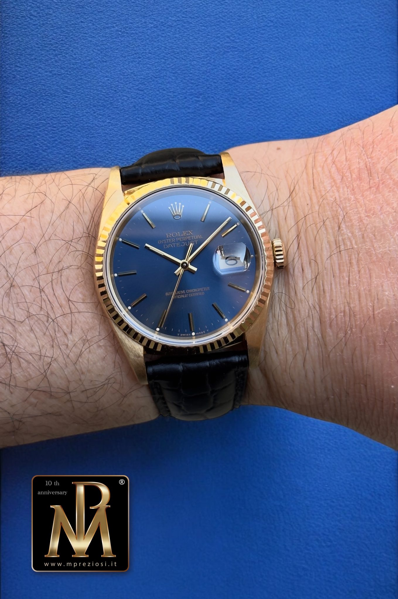 Rolex Datejust 16238 blue dial 18kt gold mpreziosi14