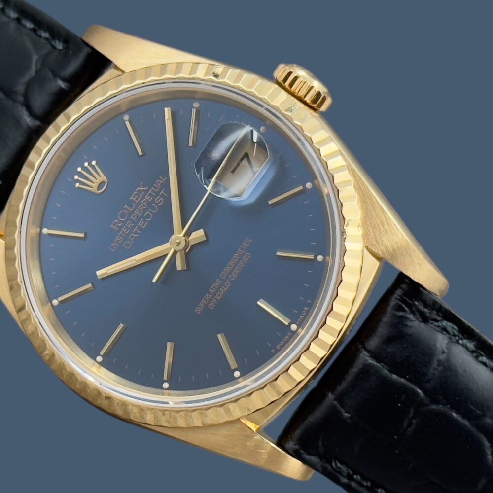 Rolex Datejust 16238 blue dial gold 18kt serviced