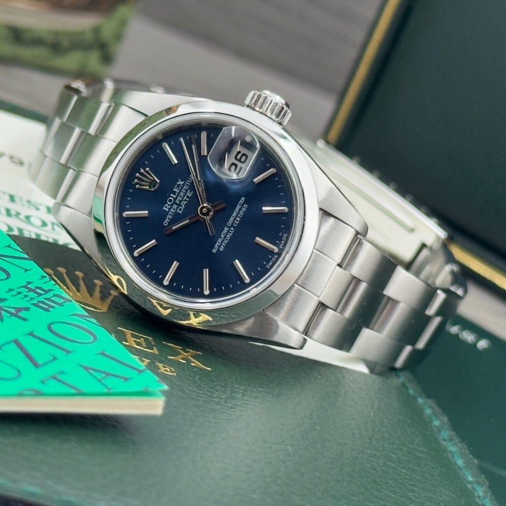 Rolex date lady 79160 blu full set mpreziosi