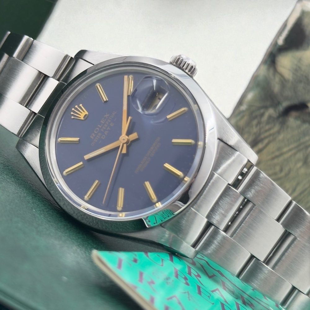 Rolex date 15000 scatola e garanzia blu matt dial mpreziosi3