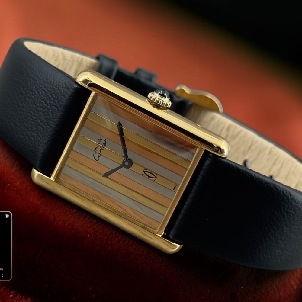 Cartier Tank Vermeil – raro quadrante Trinity – carica manuale - 23x30 mm