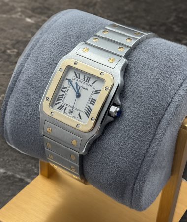 Cartier Santos Galbée 1566 in acciaio e oro: tre quarti corona
