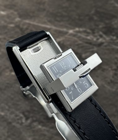 Cartier Tank Basculante 2386 in acciaio: cassa basculante aperta
