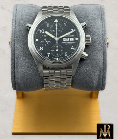 IWC Doppelchronograph 3713 del 1999 – vista frontale sul supporto